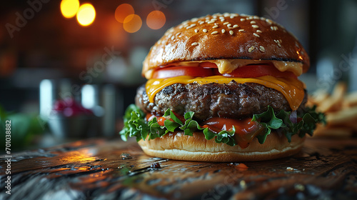 hamburger on a plate photo