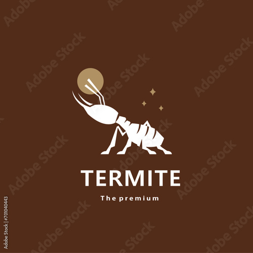 animal termite natural logo vector icon silhouette retro hipster	
