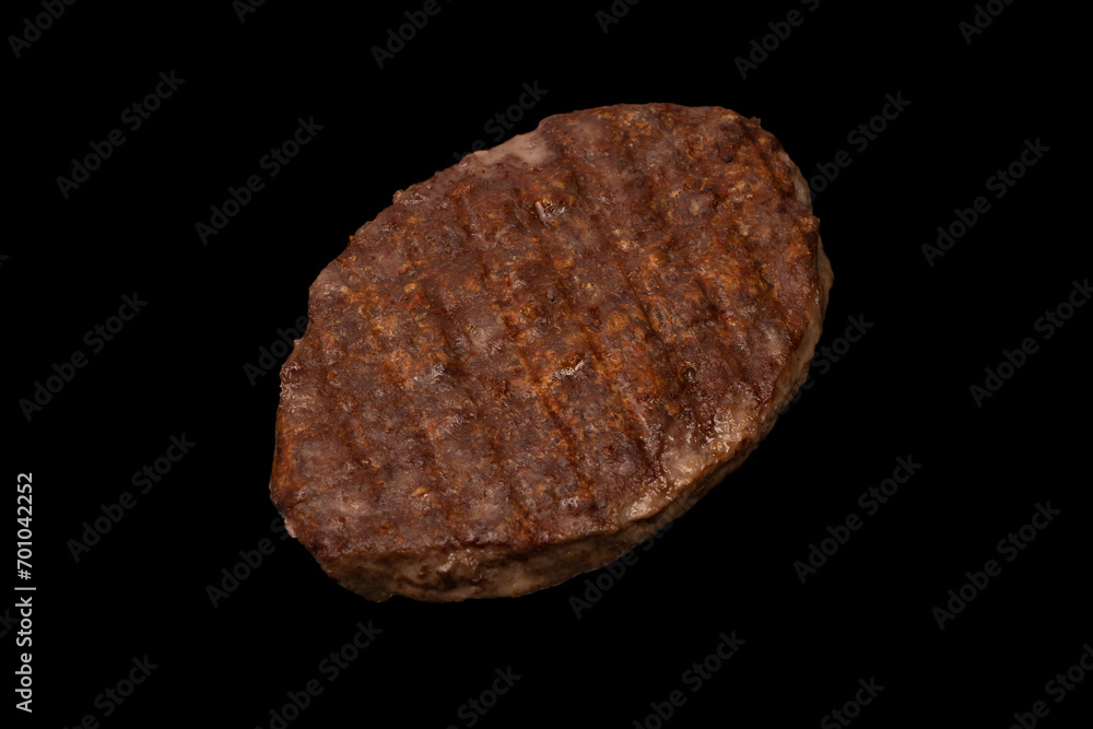 Cutlet with minced beef isolated on black background. Cutlet with minced beef isolated on black background.