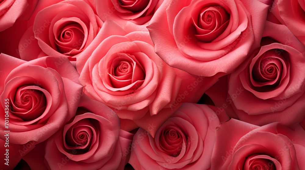 Fototapeta premium Beautiful red-pink roses are used for festivals.