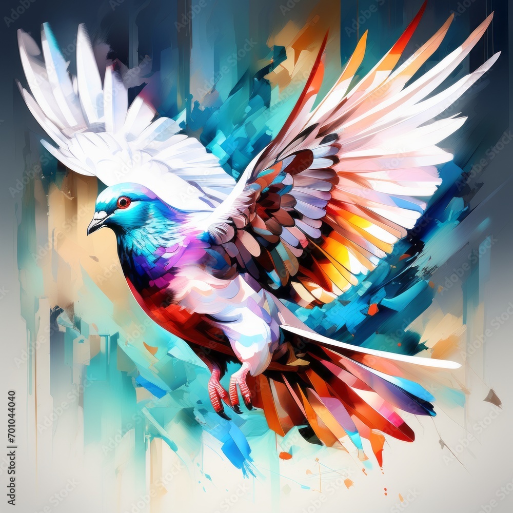 Obraz premium colorful background with bird pigeon created with generative AI software
