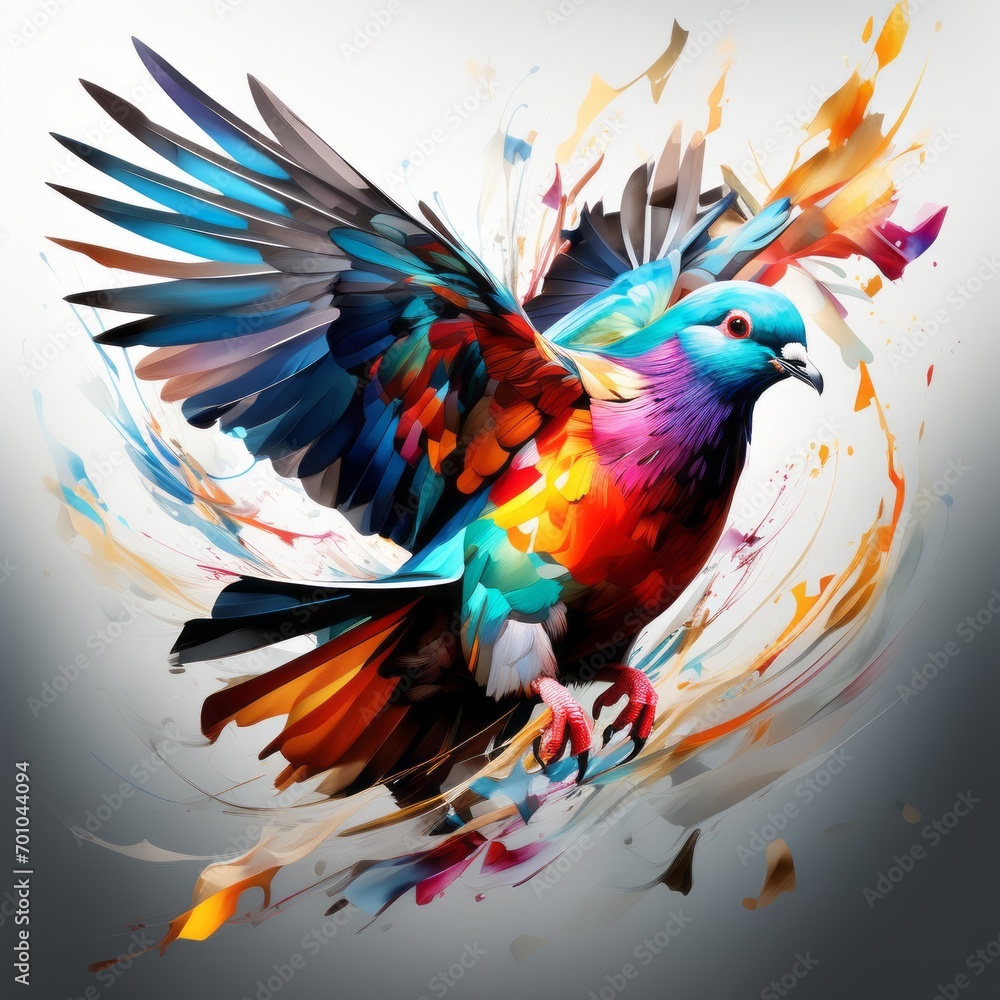 colorful background with bird pigeon created with generative AI software colorful background with bird pigeon created with generative AI software