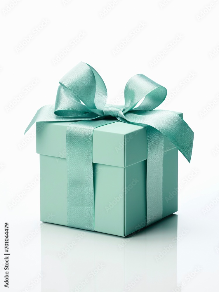 Obraz premium Green gift box on white background.