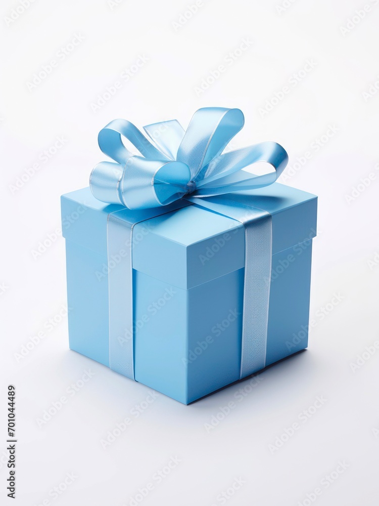 Obraz premium Blue gift box on white background.