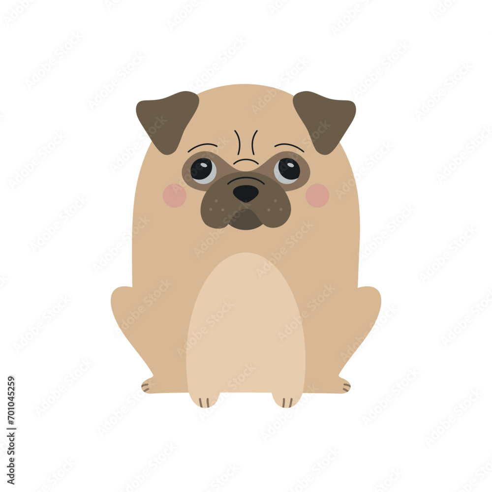 Cute beige pug dog vector illustration Cute beige pug dog vector illustration