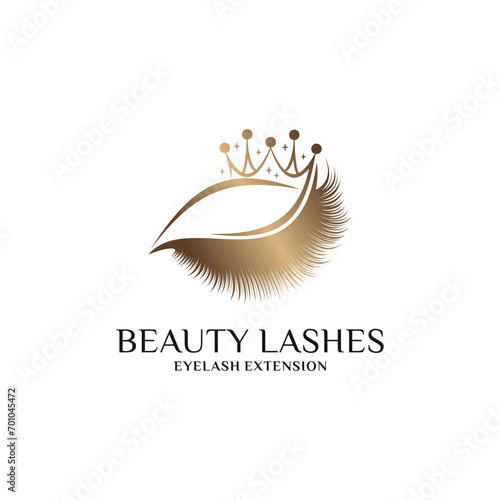 Beauty eyelash logo design for women fashion with creative crown concept