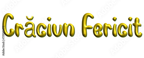 Crăciun fericit - happy Christmas writing to Romanian  -, lettering - gold color, embossed tubular font, transparent backgroun - image, poster, placard, banner, postcard, card.
