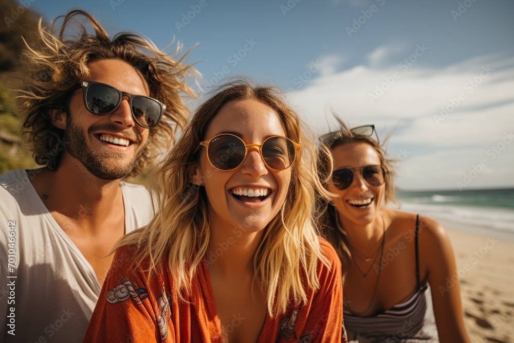 Friends enjoying summer outdoors with laughter, sunshine, and carefree moments, creating happy memories together Friends enjoying summer outdoors with laughter, sunshine, and carefree moments, creating happy memories together