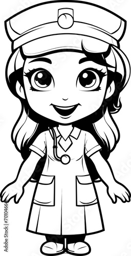 Cute nurse vector coloring page