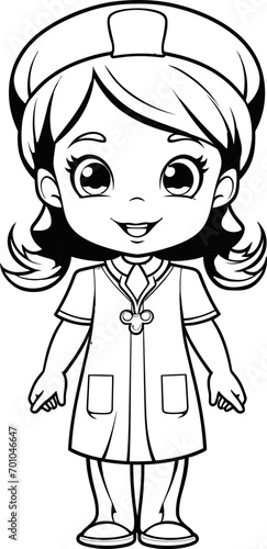 Cute nurse vector coloring page