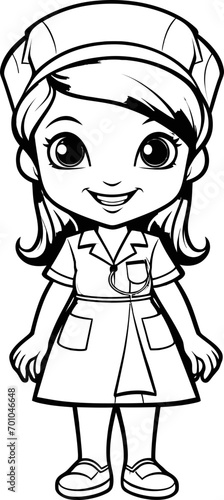 Cute nurse vector coloring page