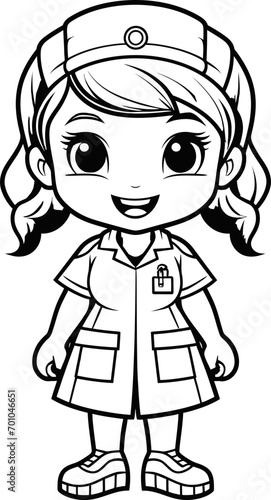 Cute nurse vector coloring page