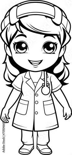 Cute nurse vector coloring page