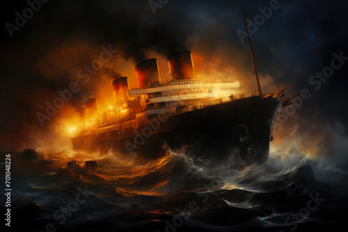 Apocalyptic Inferno  Cruise Liner Engulfed in Ocean Tempest