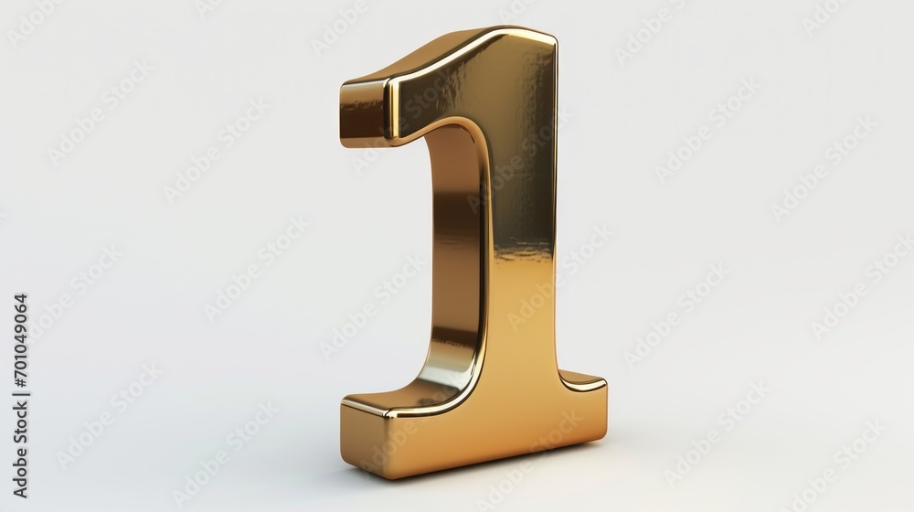 3d golden number 1 isolated on white background. Computer generated image. 3d golden number 1 isolated on white background. Computer generated image.