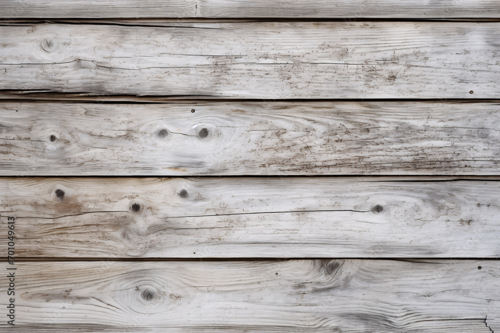 Fototapeta premium Close-up of aged white wooden plank texture with natural patterns