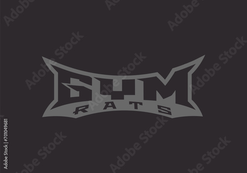 Gym rat lettering  mascot t-shirt design  