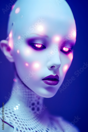 Portrait de femme robot dans le futur