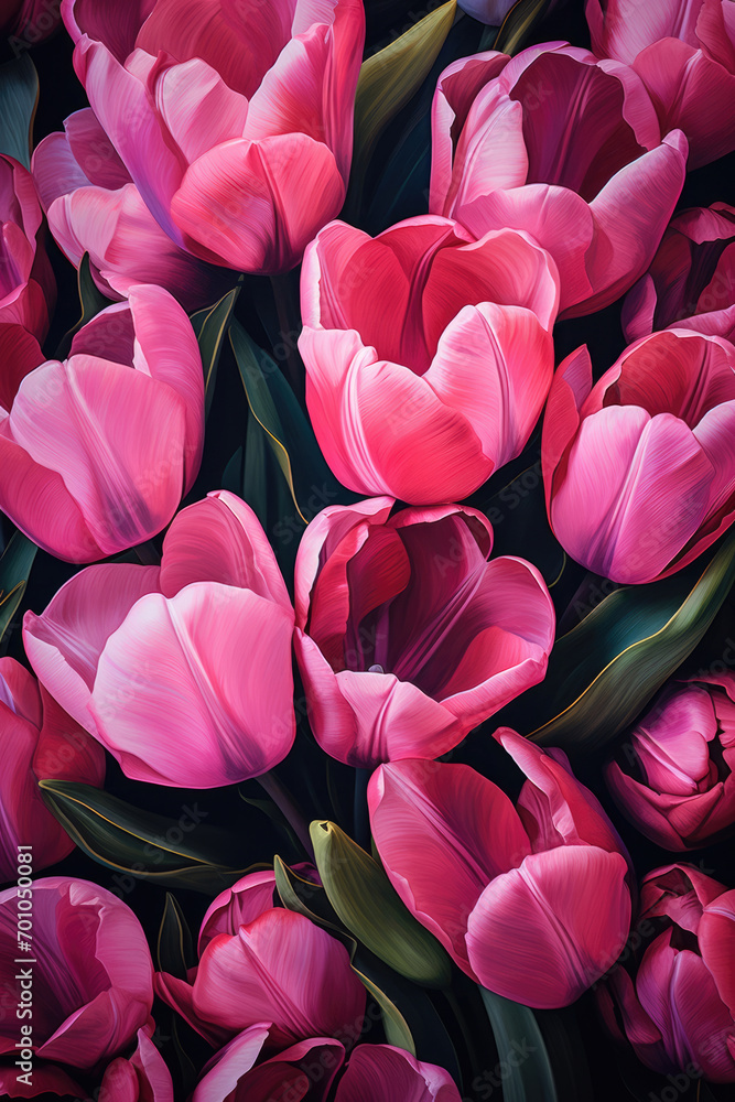 Obraz premium Pink tulips floral flowers background