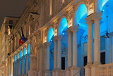 palazzo giureconsulti di milano in italia di notte, giureconsulti palace of milan in italy by night