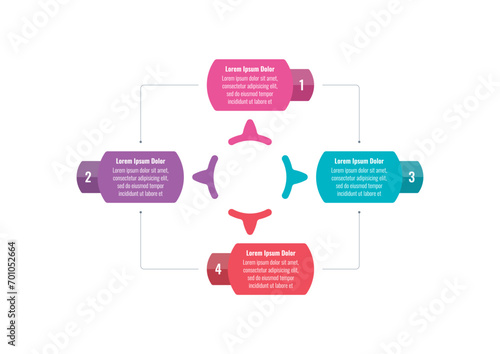 four step briefing template. geometric infographic template. business, annual report, magazine, web, internet infographic template