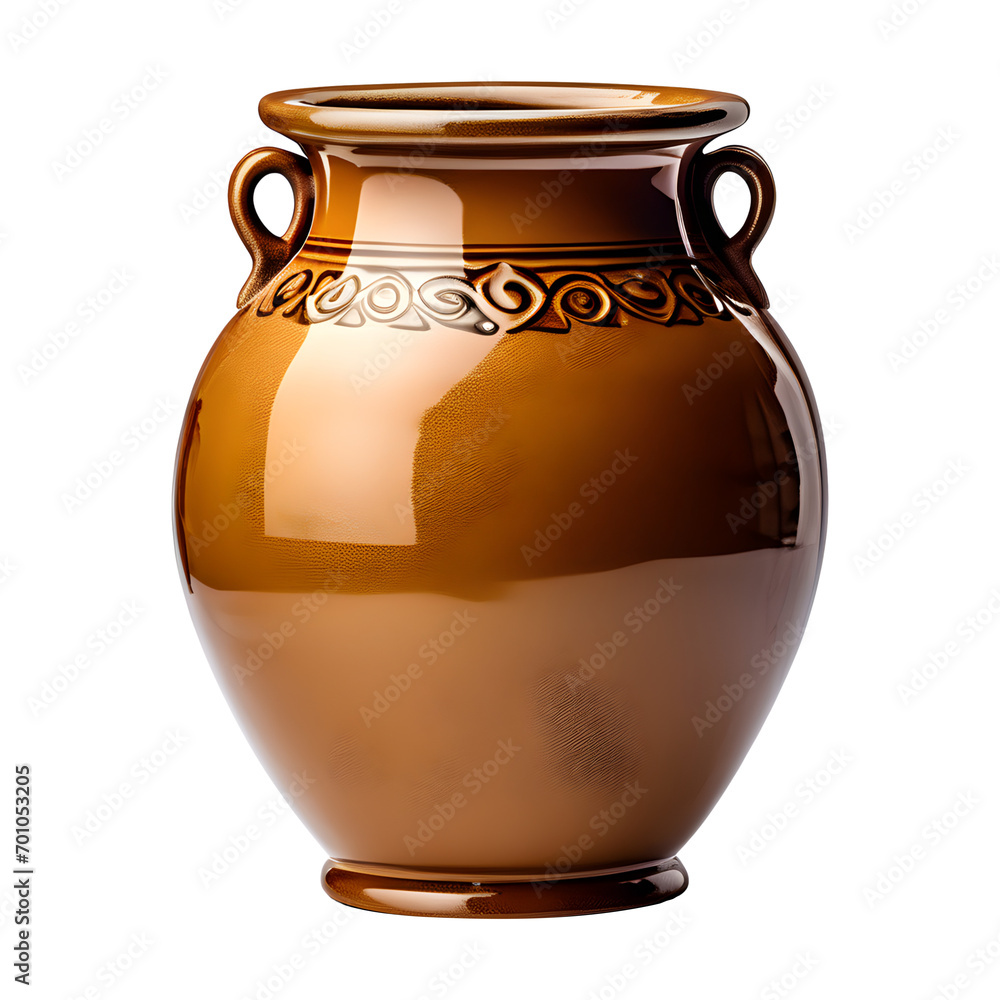 Clay Vase Isolated on Transparent Background