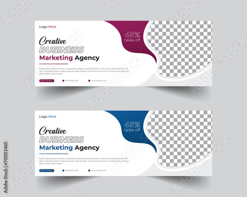 Facebook cover design with creative shape or web banner for digital marketing business ,