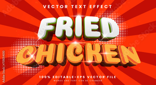 Fried chicken 3d vector text effect editable font and text style template