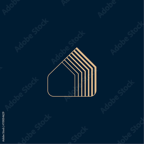Build house logo with line art simple and elegant. Creative real estate logo
