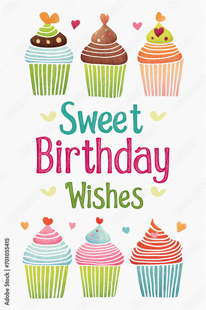 Sweet Birthday Wishes Cupcake Card (Front)