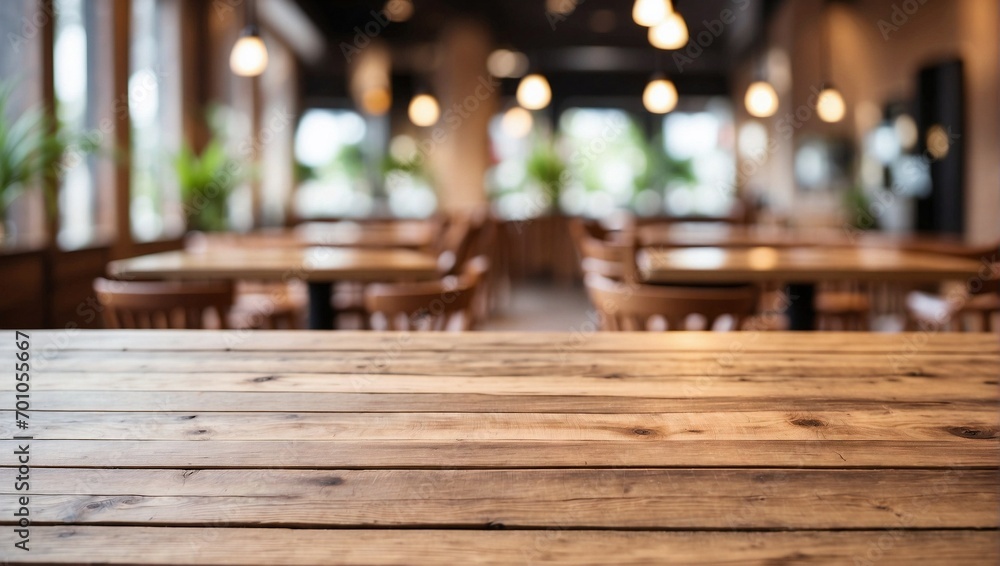 Blurred Empty Wooden Table Background Cafe/Restaurant Table, Wooden Table, Copy Space