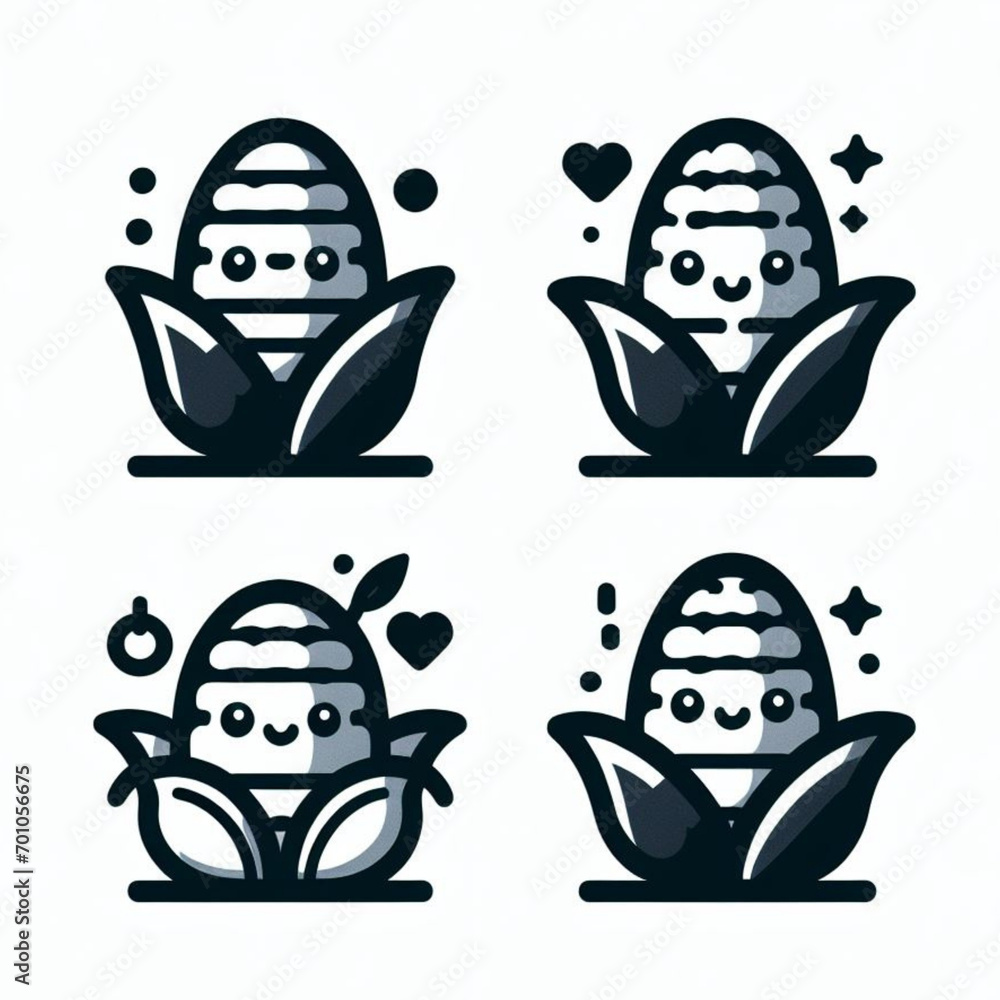 set of cartoon of corn set of cartoon of corn
