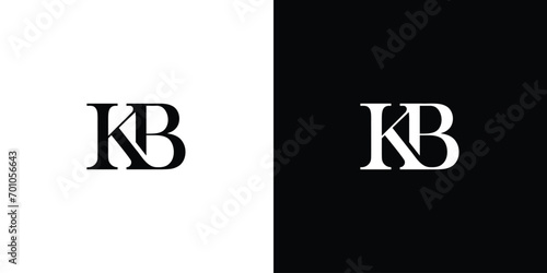 Abstract KB Letter Logo Design Template Vector Illustration in black and white color