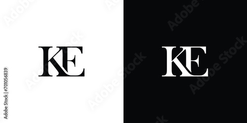 Abstract creative simple initial letters KE or EK logo monogram style in black and white color