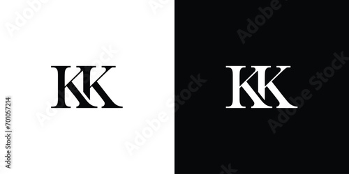 Abstract Initial letters K or KK linked monogram logo vector in black and white color