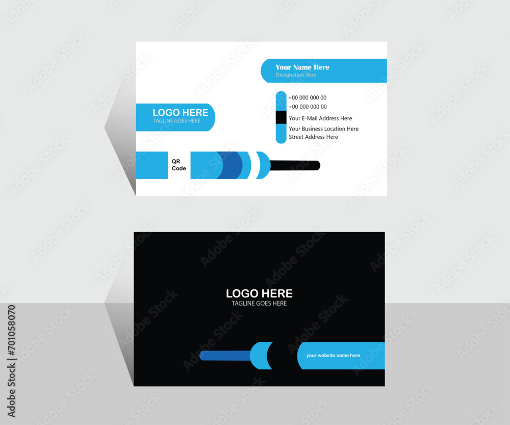 Fototapeta premium Blue, White and Black color Corporate business card layout template