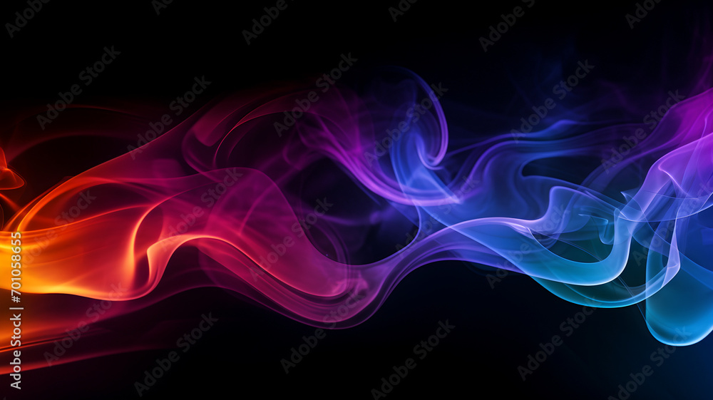 Abstract smoke swirls, multicolor puff of smoke, rainbow smoke, purple pink and blue, on a black background, isolated smoke with no background, Abstract smoke swirls, multicolor puff of smoke, rainbow smoke, purple pink and blue, on a black background, isolated smoke with no background,