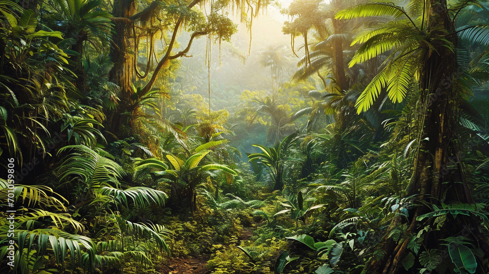Alive and buzzing tropical rainforest, AI Generated