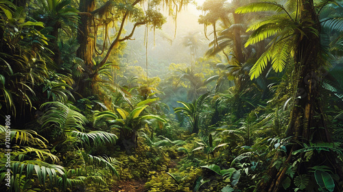 Alive and buzzing tropical rainforest  AI Generated