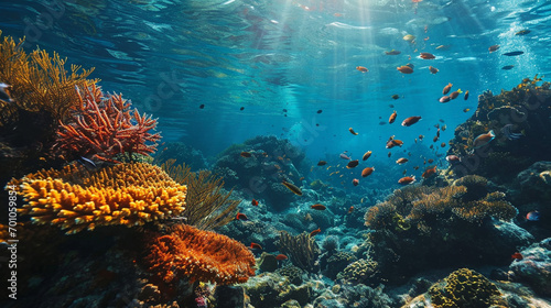 Underwater view of vibrant aquatic ecosystem  AI Generated