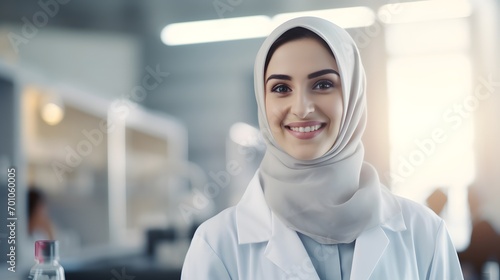 Arab woman doctor standing in hospital