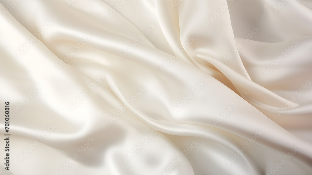 white silk, silver silky fabric, satin cloth, pearl and nacre color, close-up picture of a piece of cloth, waves of fabric, fashion, luxury fabric, background texture, fabric texture, - obrazy, fototapety, plakaty 