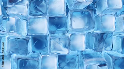 Ice cube for cold beverage, background and pattern of ice cubes, ice cold and snow, Ice concept for drinks, melting ice cubes in a puddle of water