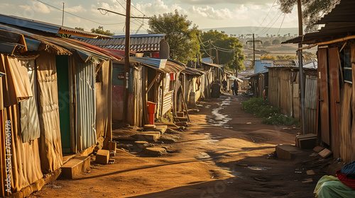 Everyday life in an African township, housing the poorest of the African population photo