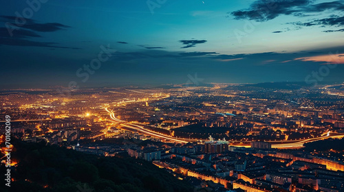 Night view of city lit up by power sourced from clean energy sources, AI Generated © Shining Pro
