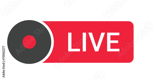 live button with a play icon isolated on a white background