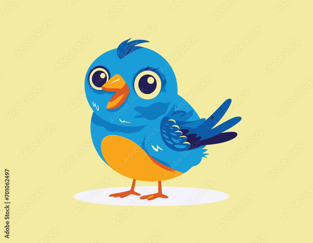funny blue and orange bird cartoon vector on an isolated background funny blue and orange bird cartoon vector on an isolated background