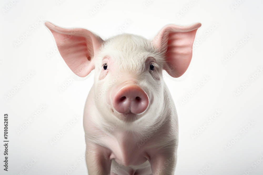 Pig close-up portrait on a white background. Pig close-up portrait on a white background.