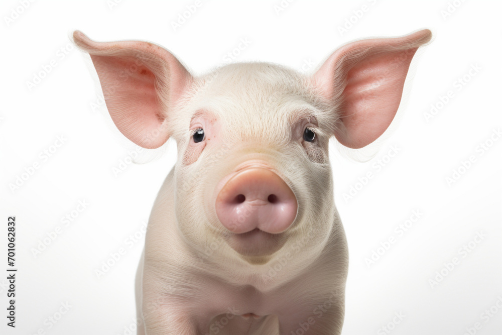 Pig close-up portrait on a white background. Pig close-up portrait on a white background.
