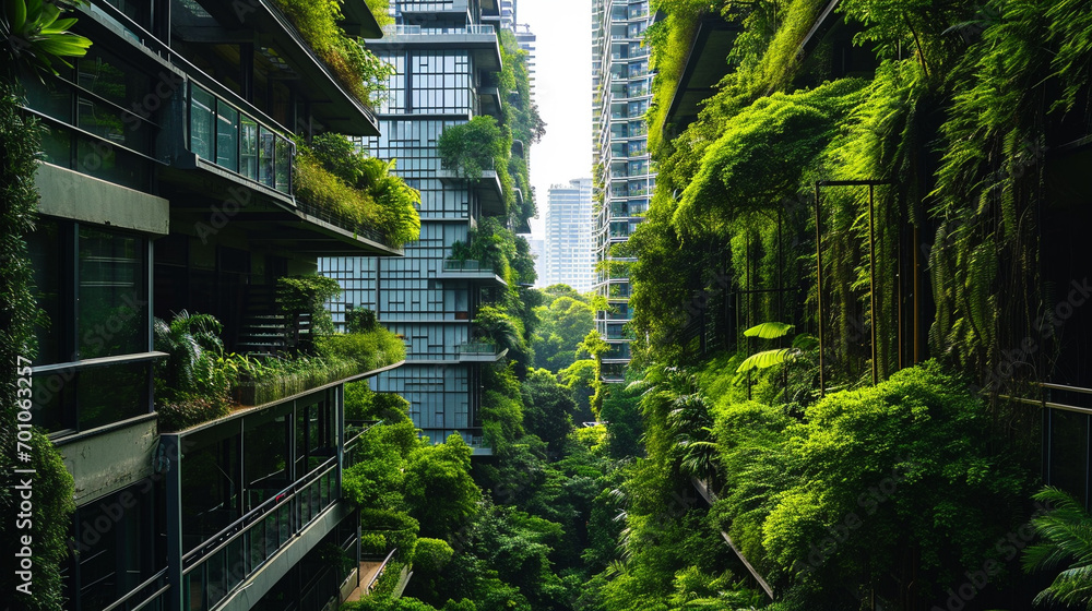 Perfect harmony of natural world with urban structures in green city, AI Generated